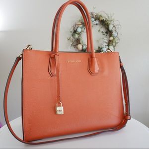 Michael Kors Mercer Orange Large Leather Tote